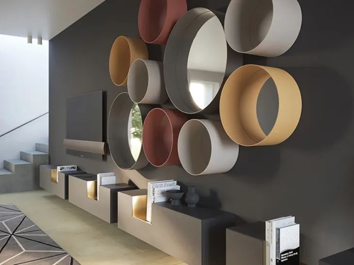 Specchi circolari da parete con cornice in metallo Dot di Minotti Italia