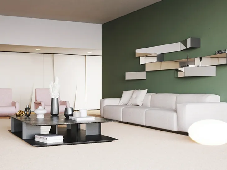 Mensole in metallo con specchio Look di Minotti Italia