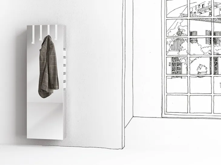 Specchio appendiabiti e contenitore Betty di Minotti Italia