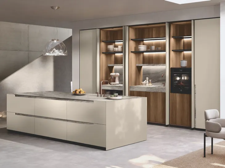 Cucina Design con isola Bluna Maniglia Stone di Binova