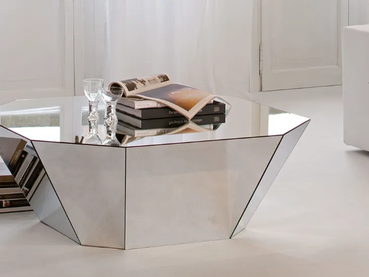 Tavolino rivestito completamente in cristallo specchiato Otto di Cattelan Italia