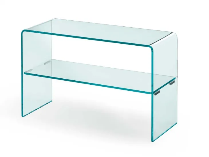 Tavolino Rialto Side in vetro curvato con ripiano di Fiam