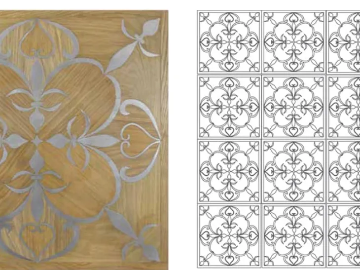 Parquet Quadri e Quadrotte Giglio in rovere e acciaio di Milano Parquet