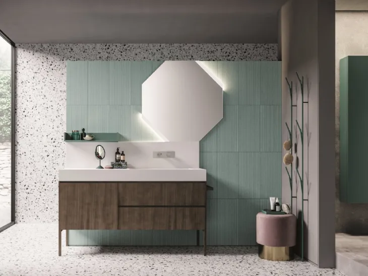 Mobile da Bagno da terra in laccato metal titanio con gambe in metallo Calix XL 12 di Novello