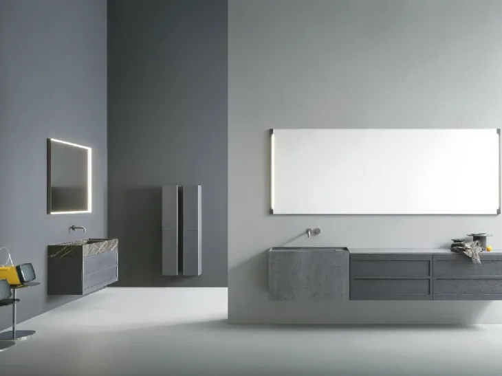 Mobile da Bagno sospeso Craft 02 in rovere grigio grafite di Novello