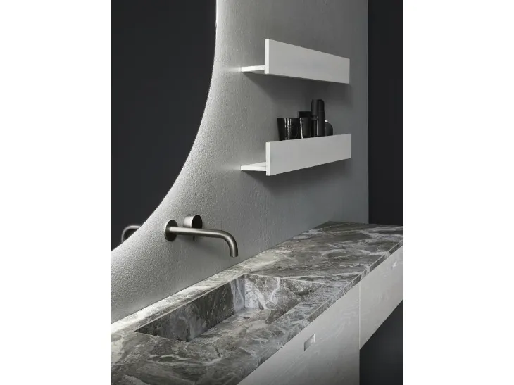 Mobile da Bagno in rovere grigio chiaro con top e lavabi in laminam Orobico grigio Craft 06 di Novello