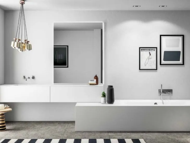Mobile da Bagno sospeso Smart 02 in laccato bianco di Nova Cucina