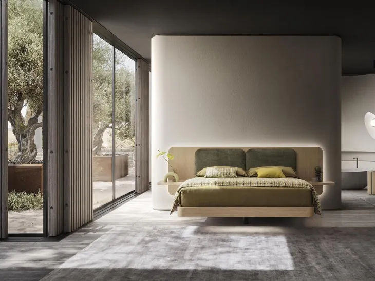 Letto sospeso in laccato con testiera Grand Voile di Alf Da Frè