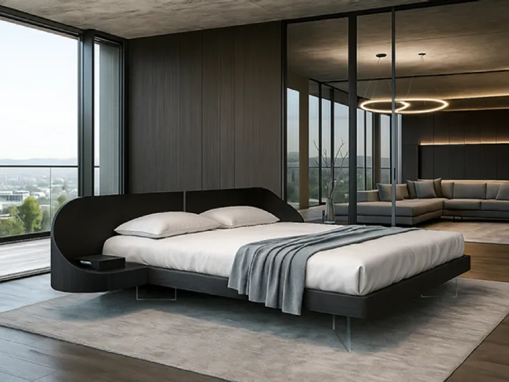 Letto Ottanta laccato nero di Voltan