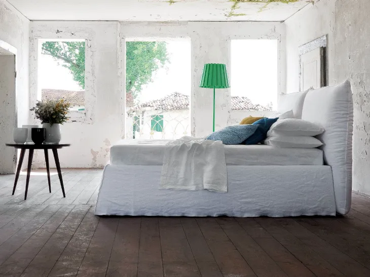 Letto Over in tessuto bianco di Flexteam