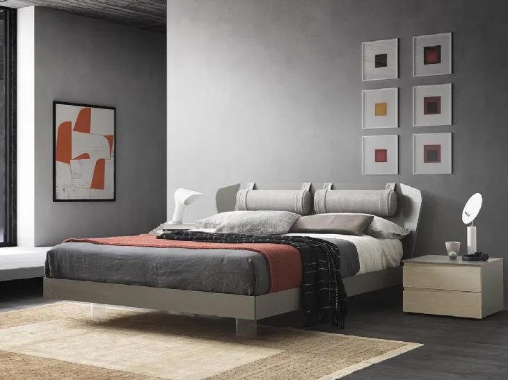 Letto matrimoniale in legno con testiera Quadra di Mobilgam