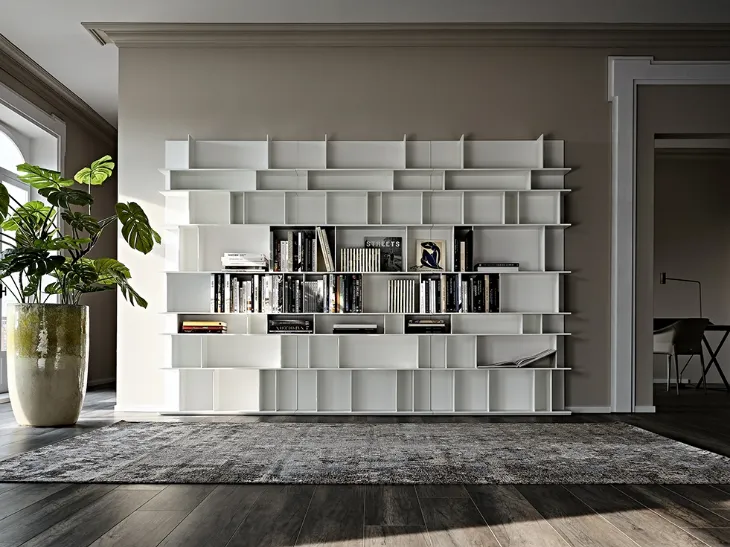 Libreria a muro in MDF laccato bianco Wally di Cattelan Italia