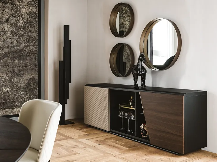 Madia Aston in legno con dettagli in pelle di Cattelan Italia