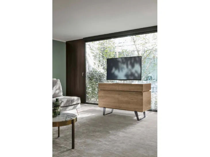 Madia Electa 120 a due ante e due cassetti in laminato effetto legno e piedi in metallo di Target Point