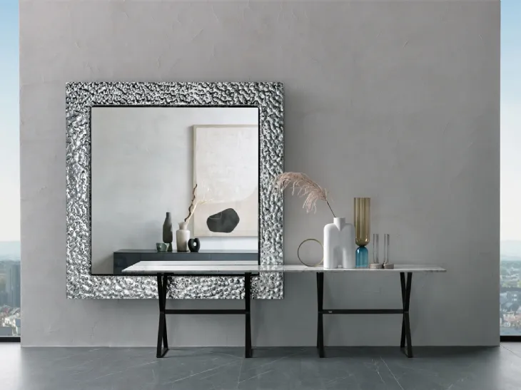 Mobile ingresso Consolle Hype con top in marmo e base in metallo verniciato di Fiam