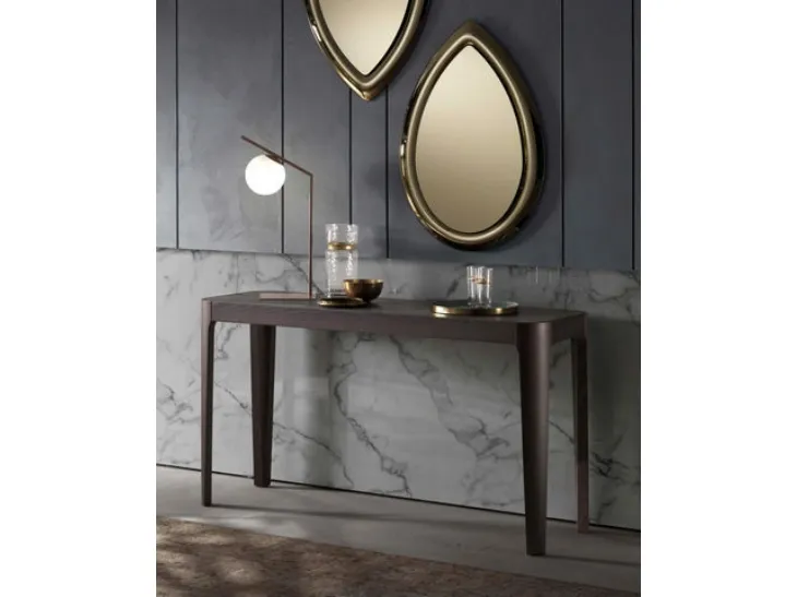 Mobile ingresso Consolle con top in ceramica e base in legno di Frassino Cross di Riflessi