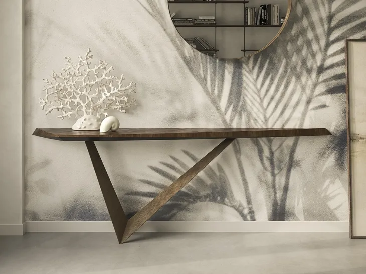 Consolle di design con top in legno e base in acciaio Varenne di Cattelan Italia