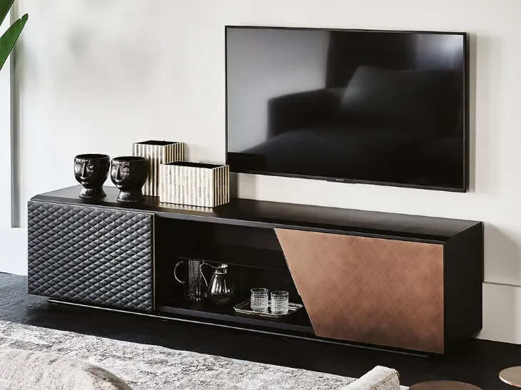 Mobile Porta Tv Aston in legno ed ecopelle di Cattelan Italia