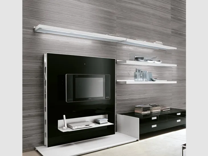 Parete Attrezzata Frame 02 in laccato opaco Nero e Bianco di Alivar