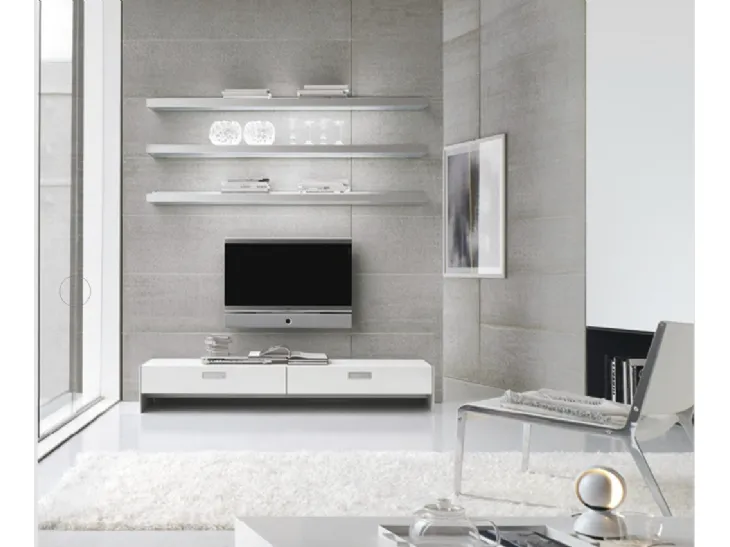 Parete Attrezzata Frame 03 in laccato Bianco opaco di Alivar