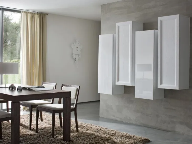 Parete Attrezzata Composizione Zenith 115 in laccato lucido e legno di Mobilgam