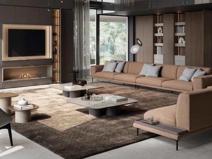 Parete Attrezzata Slim con Camino di Dall'Agnese