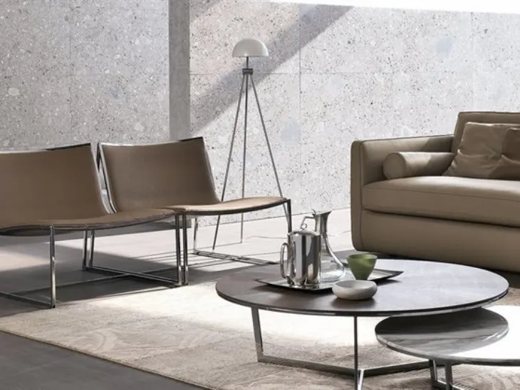 Poltroncina in pelle con struttura in acciaio Samoa 01 di Alivar