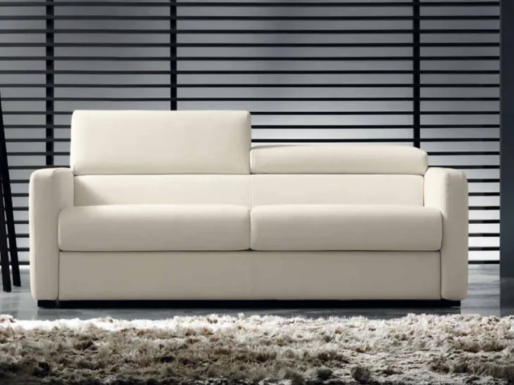 Divano letto lineare in pelle con schienale regolabile Versus di Gurian