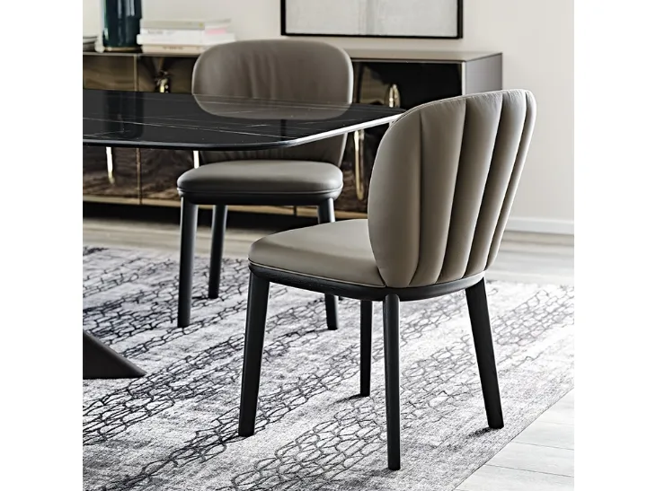 Sedia in legno con rivestimento in pelle Chrishell di Cattelan Italia