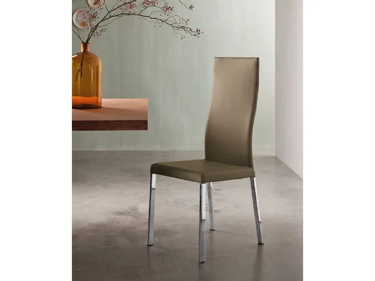 Sedia Denise Flex in pelle con schienale alto di Riflessi