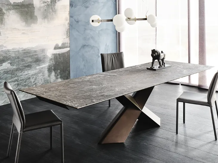 Tavolo allungabile con piano in ceramica Tyron Keramik Drive di Cattelan Italia