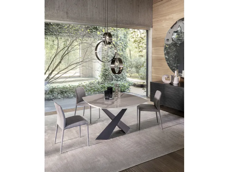 Tavolo allungabile in ceramica Living Square di Riflessi