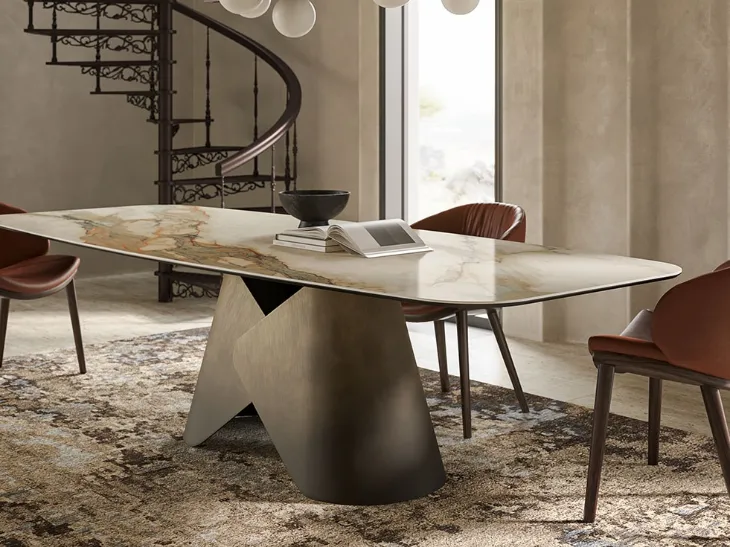 Tavolo in ceramica con base in metallo Scott Keramik di Cattelan Italia