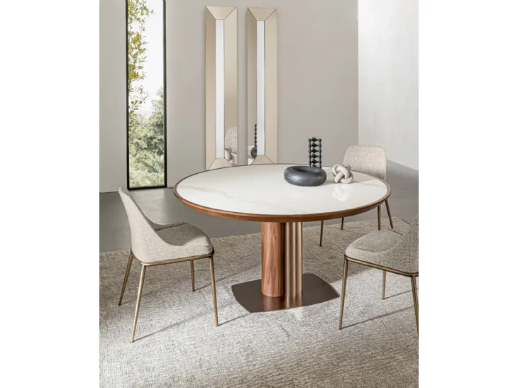 Tavolo Tower in legno e ceramica di Riflessi