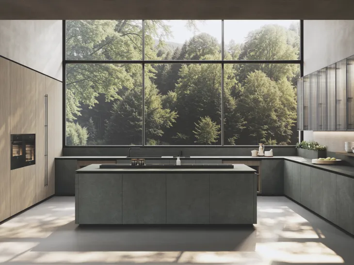Cucina Design con isola Balance Supermaterico di Binova
