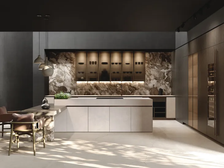 Cucina Design con isola Balance Superwood di Binova