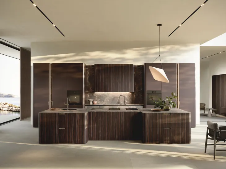 Cucina Design con isola Bluna Metal 5|0 di Binova