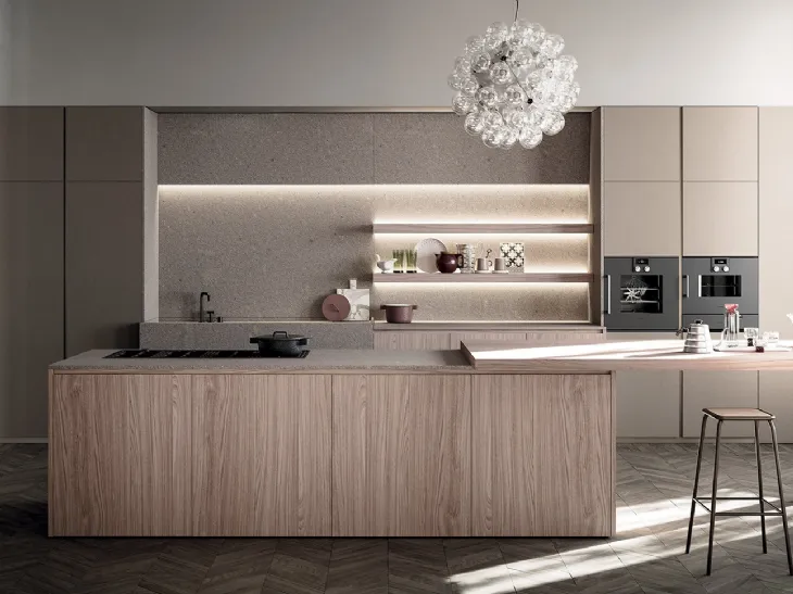 Cucina Design con isola Line 01 in legno di Zampieri Cucine