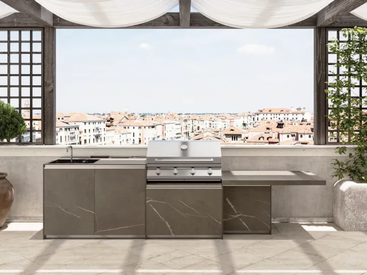 Cucina Design con isola in gres Venezia 2|1 di Zampieri Cucine