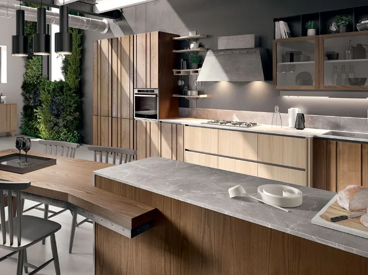 Cucina Moderna lineare in legno Bistrò di Zappalorto