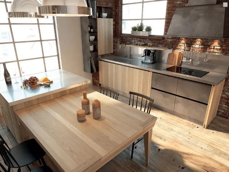 Cucina Moderna lineare in legno e laccato Bistrò di Zappalorto