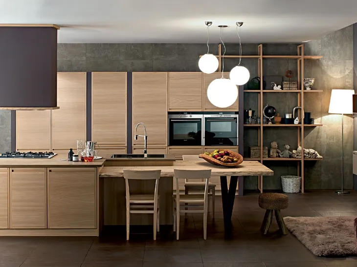 Cucina Moderna in legno con isola Designa Natural di Zappalorto