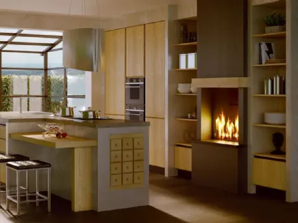 Cucina Moderna angolare Smart 06 in laccato opaco e laminato legno nordico di Nova Cucina