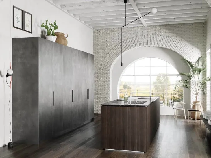 Cucina System con isola in rovere Artigianale di Atelier Interni